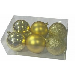 Μπάλα πλαστική Glitter-ματ-γυαλιστερή σετ 6 τεμαχίων χρυσό 6cm 53052-2 ΚΩΔ.10810