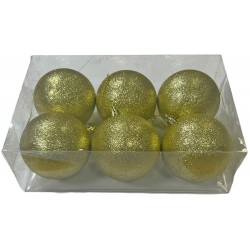 Μπάλα πλαστική Glitter σετ 6 τεμαχίων χρυσό 8cm 53135-2 ΚΩΔ.10809