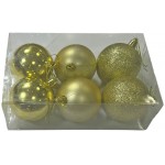 Μπάλα πλαστική Glitter-ματ-γυαλιστερή σετ 6 τεμαχίων χρυσό 8cm 53053-2 ΚΩΔ.10808