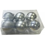 Μπάλα πλαστική Glitter-ματ-γυαλιστερή σετ 6 τεμαχίων ασημί 8cm 53053-3 ΚΩΔ.10807