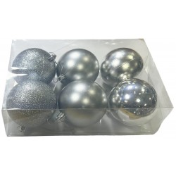Μπάλα πλαστική Glitter-ματ-γυαλιστερή σετ 6 τεμαχίων ασημί 8cm 53053-3 ΚΩΔ.10807