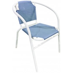 Καρέκλα μεταλλική λευκή με ύφασμα textiline γαλάζιο 59,5x53x73cm CH-ZS1046W-LB ΚΩΔ.8658