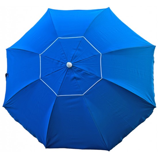 Ομπρέλα παραλίας αλουμινίου με ακτίνες fiberglass Polyester 180gr 230cm μπλε ΚΩΔ.8290