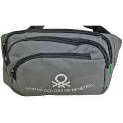 Τσαντάκι μέσης με 3 φερμουάρ United colors of Benetton γκρι 36x16cm ΚΩΔ.9633