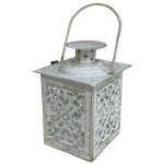 Φανάρι μεταλλικό για κερί ρεσώ λευκό 7,5x7,5x13cm CL-991-GO ΚΩΔ.9761