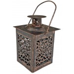 Φανάρι μεταλλικό για κερί ρεσώ καφέ 7,5x7,5x13cm CL-991-BR ΚΩΔ.9762