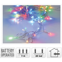 20 LED μπαταρίας copper σταθερά 3 μέτρα διάφανο καλώδιο πολύχρωμο λαμπάκι ΚΩΔ.10678