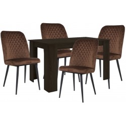 Σετ Τραπέζι 120x80x75cm με 4 καρέκλες 47x49x88cm καφέ ΚΩΔ.7694