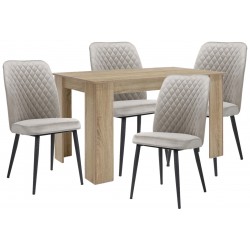 Σετ Τραπέζι 140x80x75cm με 4 καρέκλες 47x49x88cm μπεζ ΚΩΔ.7699