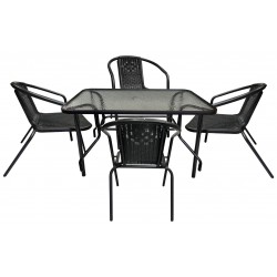 Σετ Τραπέζι 110x65x72cm με 4 καρέκλες 54x55x72cm μαύρο ΚΩΔ.7054