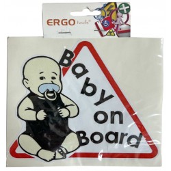 Αυτοκόλλητο σήμανσης BABY ON BOARD λευκό 15x15cm 572403 ΚΩΔ.13186