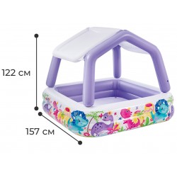 Πισίνα με σκίαστρο σε μωβ χρώμα 157x157x122cm 1-6 ετών 57470 ΚΩΔ.12508