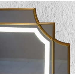Καθρέπτης φωτιζόμενος led με μεταλλικό χρυσό πλαίσιο και 3 εναλλαγές φωτισμού 70x90cm ΚΩΔ.11258