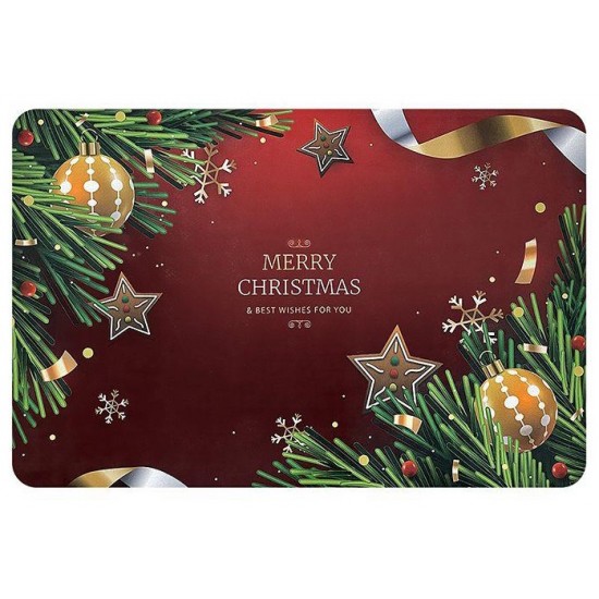 Χαλάκι εξώπορτας βαρύ xmas μπορντώ 58x38cm 93-2427 KΩΔ.13401