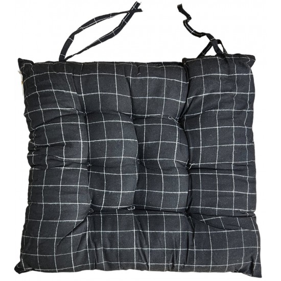 Μαξιλάρι καρέκλας polyester με γέμιση από σιλικονούχα βάτα καρώ μαύρο 40x40x4cm 39-950-1896 ΚΩΔ.11151 Μαξιλάρι καρέκλας polyester με γέμιση από σιλικονούχα βάτα καρώ μαύρο 40x40x4cm 39-950-1896 ΚΩΔ.11151