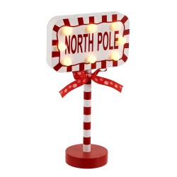 Ξύλινο επιτραπέζιο με φως πινακίδα North Pole κόκκινο 15,5x8x25,5cm 04.ZL-25003 ΚΩΔ.15260 Ξύλινο επιτραπέζιο με φως πινακίδα North Pole κόκκινο 15,5x8x25,5cm 04.ZL-25003 ΚΩΔ.15260