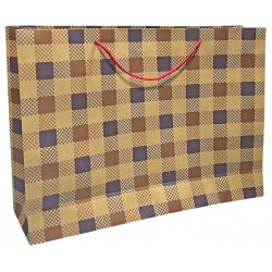 Τσάντα δώρου χάρτινη καρώ καφέ 50x12x38cm W-7471 ΚΩΔ.14461
