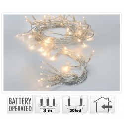 30 LED μπαταρίας σταθερά 3 μέτρα διάφανο καλώδιο θερμό λαμπάκι LED-30CWW ΚΩΔ.15203 30 LED μπαταρίας σταθερά 3 μέτρα διάφανο καλώδιο θερμό λαμπάκι LED-30CWW ΚΩΔ.15203