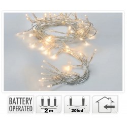 20 LED μπαταρίας σταθερά 2 μέτρα διάφανο καλώδιο θερμό λαμπάκι ΚΩΔ.15898