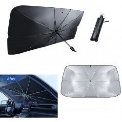 Ηλιοπροστασία - Ομπρέλα Αυτοκινήτου 138x78cm διπλώνει,φορητή,με UV, 10 ακτίνες μαύρο 88-471