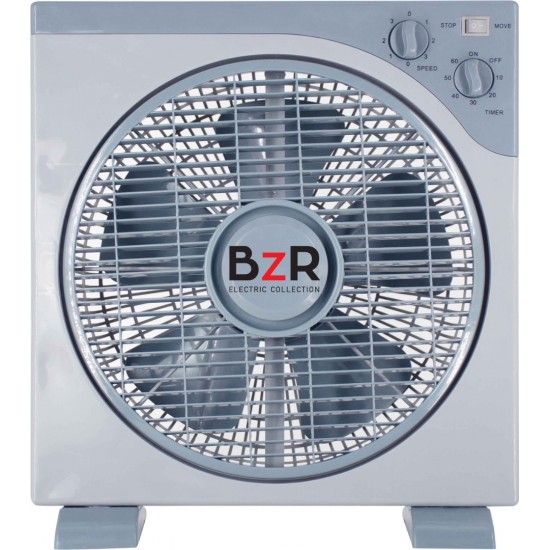 Ανεμιστήρας BZR δαπέδου 38watt με 5 πτερύγια πλαστικά,χρονοδιακόπτη 60 λεπτών και ασφάλεια υπερθέρμανσης 37x14x41,5cm γκρι MB13730