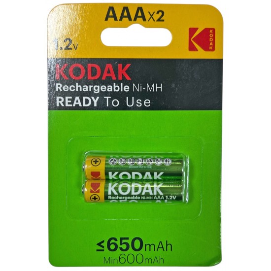 Μπαταρίες επαναφορτιζόμενες Kodak 2xAAA πράσινο 650mah ΚΩΔ.15167 Μπαταρίες επαναφορτιζόμενες Kodak 2xAAA πράσινο 650mah ΚΩΔ.15167