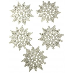 Χιονονιφάδες κρεμαστές με glitter σετ 5 τεμαχίων λευκό 10cm MTCD-24017 ΚΩΔ.15183