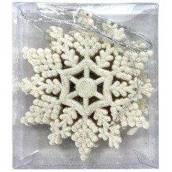 Χιονονιφάδες κρεμαστές με glitter σετ 5 τεμαχίων λευκό 10cm MTCD-24017 ΚΩΔ.15183