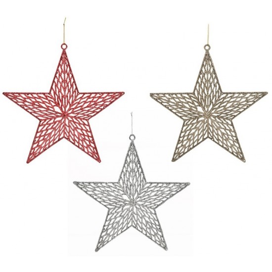 Αστέρι κρεμαστό πλαστικό με glitter ασημί 30cm 4945 ΚΩΔ.15827