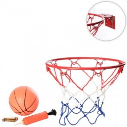 Στεφάνι μπασκέτας μεταλλικό κόκκινο δ.42cm με δίχτυ, τρόμπα, μπαλίτσα φουσκωτή και 4 βίδες στερέωσης YC856P ΚΩΔ.14815