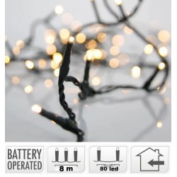  80 LED μπαταρίας σταθερά 8 μέτρα πράσινο καλώδιο θερμό λαμπάκι LED-80GWW ΚΩΔ.17078