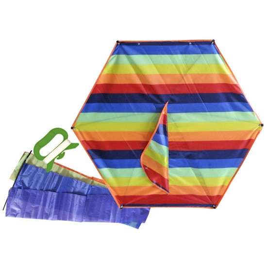 Αετός εξάγωνος polyester με ουρά και σπάγγο 100x100cm πολύχρωμο 3-182