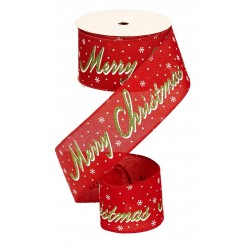 Κορδέλα χριστουγεννιάτικη κόκκινο Merry Christmas 6cm x 10m KO2024-6 ΚΩΔ.17138