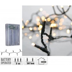  30 LED μπαταρίας σταθερά 3 μέτρα πράσινο καλώδιο θερμό λαμπάκι LED-30GWW ΚΩΔ.17075
