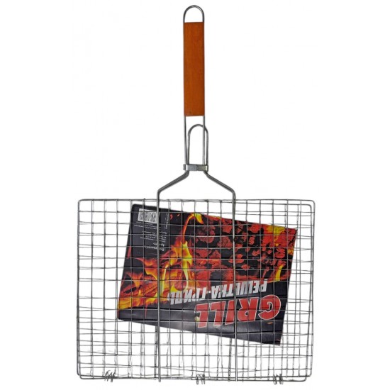 Σχάρα ψησίματος καρέ μεταλλική ασημί 40x30x(62cm με χέρι) ΚΩΔ.15954