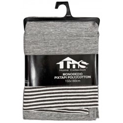 Ριχτάρι υφασμάτινο polyester βαμβάκι πολυθρόνας 150x180cm γκρι 39-958-0516