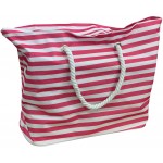 Τσάντα θαλάσσης υφασμάτινη αδιάβροχη ριγέ ροζ 45x20x39cm NF-B1602B ΚΩΔ.17059